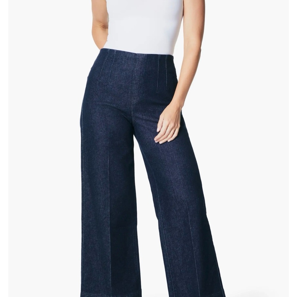 SPANX Zero Waistband Crop Wide Leg Jeans size L, dark blue wash